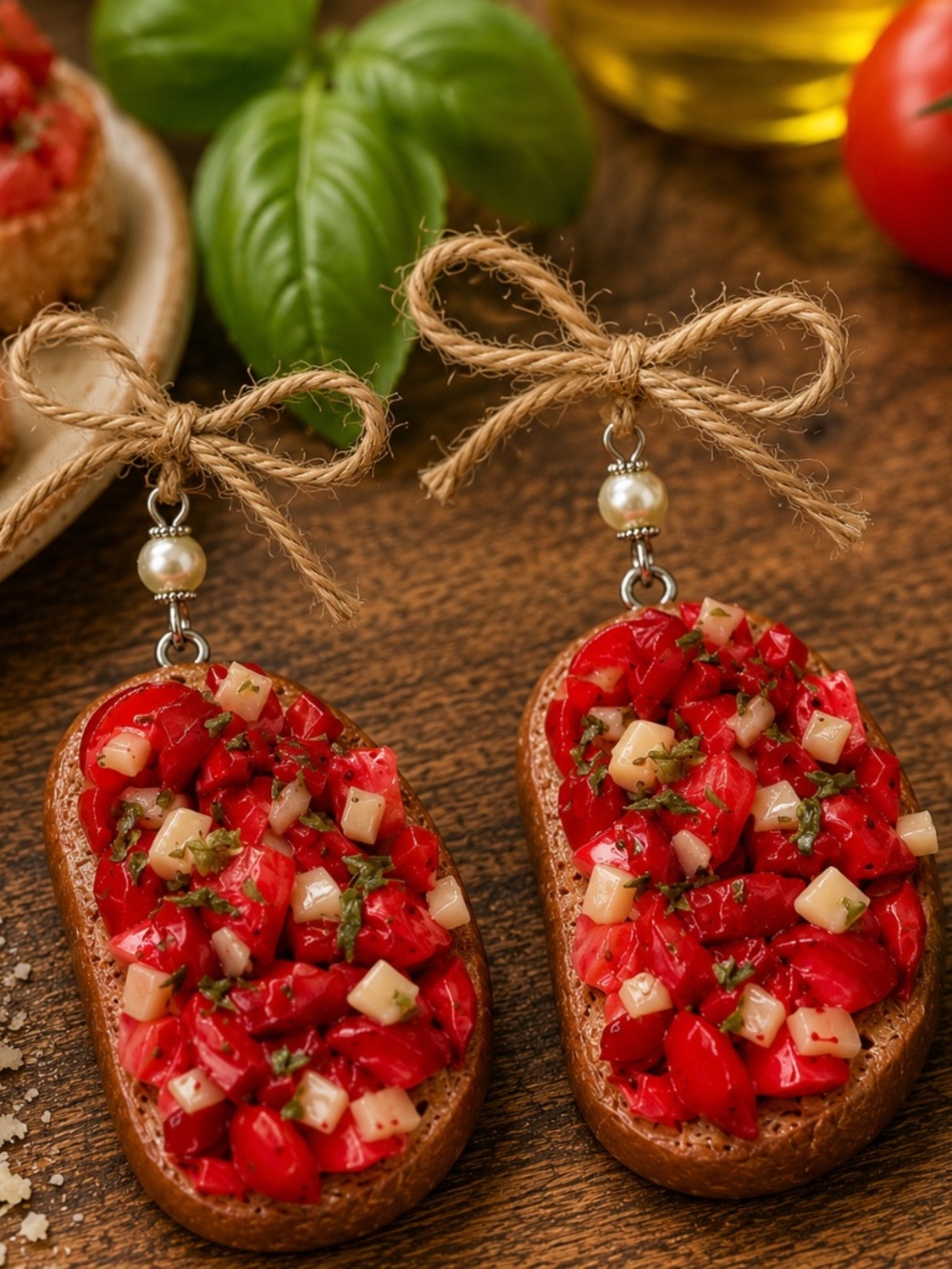 Bruschetta Ornament – Italian Food Kitchen Decor – Mini Bread Tomato Decor